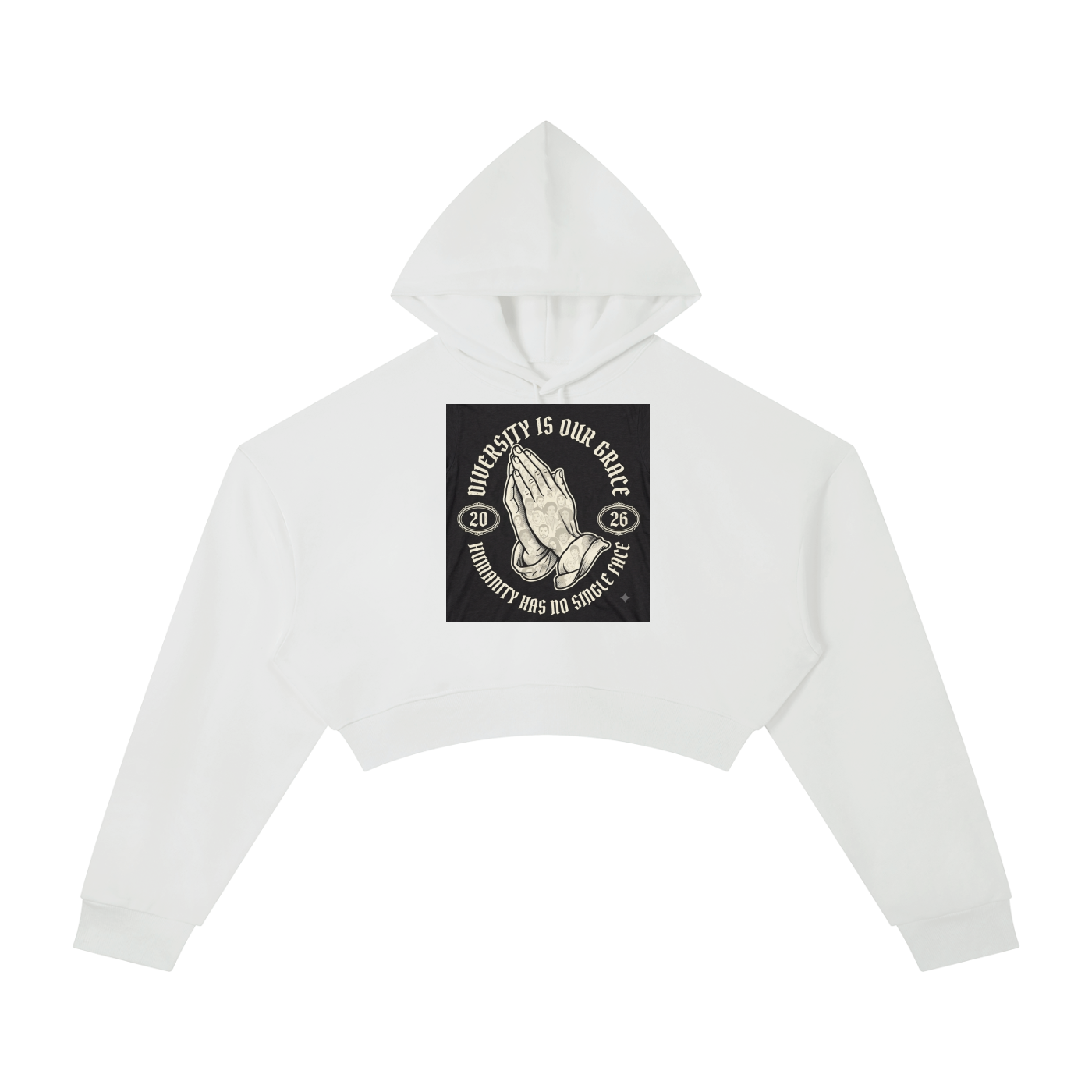Women's Cropped Graphic Hoodie – "Diversity Is Our Grace" Retro Streetwear Pullover Crop Top Sweatshirt