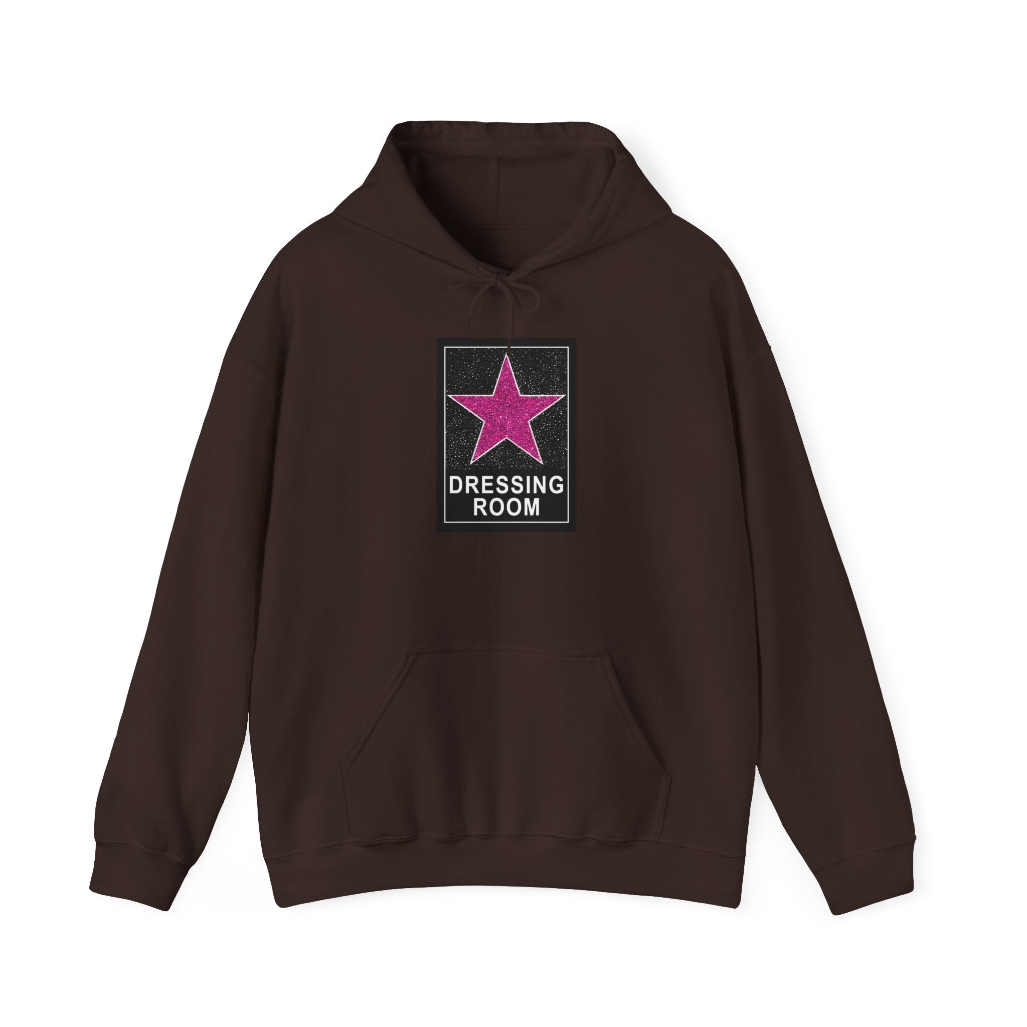 Dressing Room Star Hoodie — Pink Glitter Star Graphic Pullover