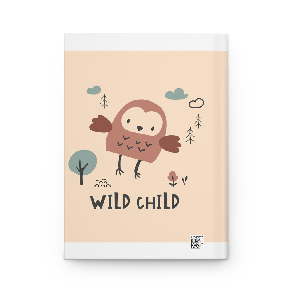 Hardcover Journal — Cute Owl 'Wild Child' Patterned Notebook for Kids & Gift