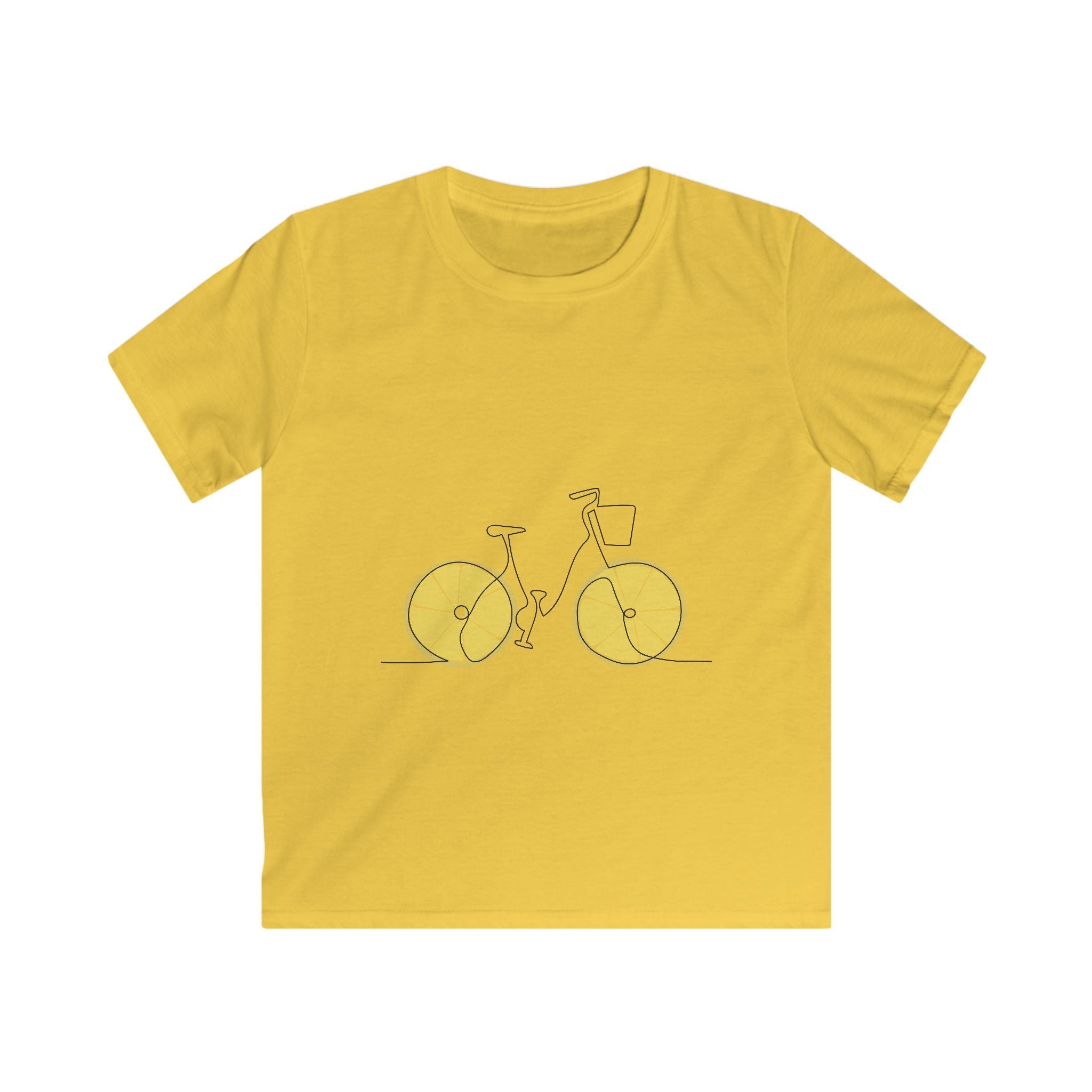 Kids T‑Shirt — Minimal Yellow Lemon Wheel Bicycle Tee