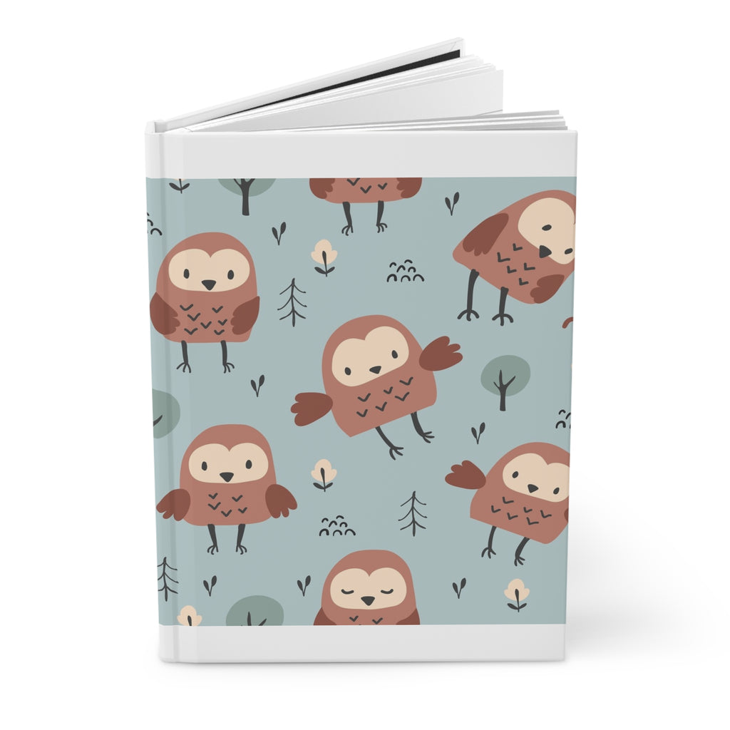 Hardcover Journal — Cute Owl 'Wild Child' Patterned Notebook for Kids & Gift