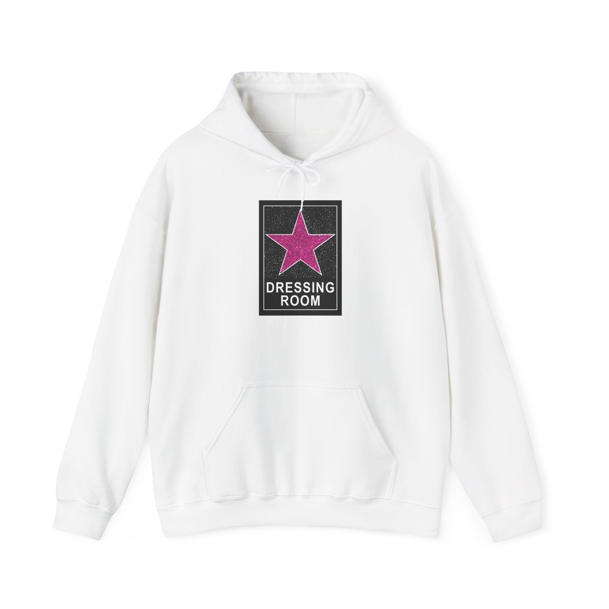 Dressing Room Star Hoodie — Pink Glitter Star Graphic Pullover