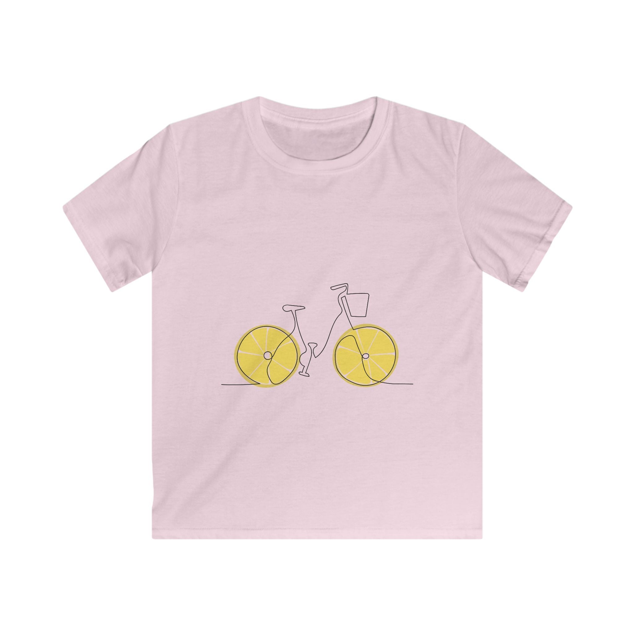 Kids T‑Shirt — Minimal Yellow Lemon Wheel Bicycle Tee