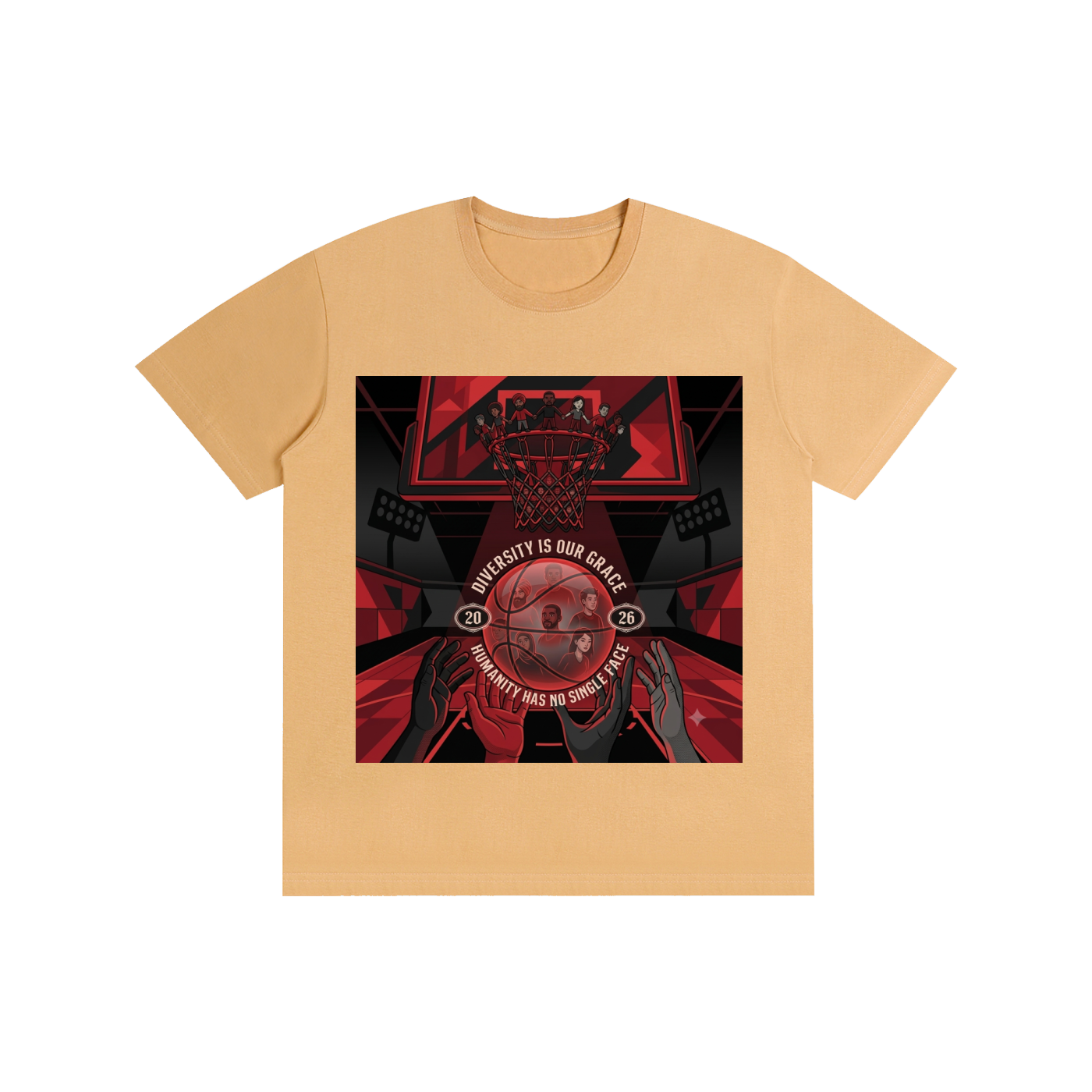 Unisex Basketball Graphic Tee – "Diversity Is Our Grace" Black & Red Urban Streetwear T-Shirt