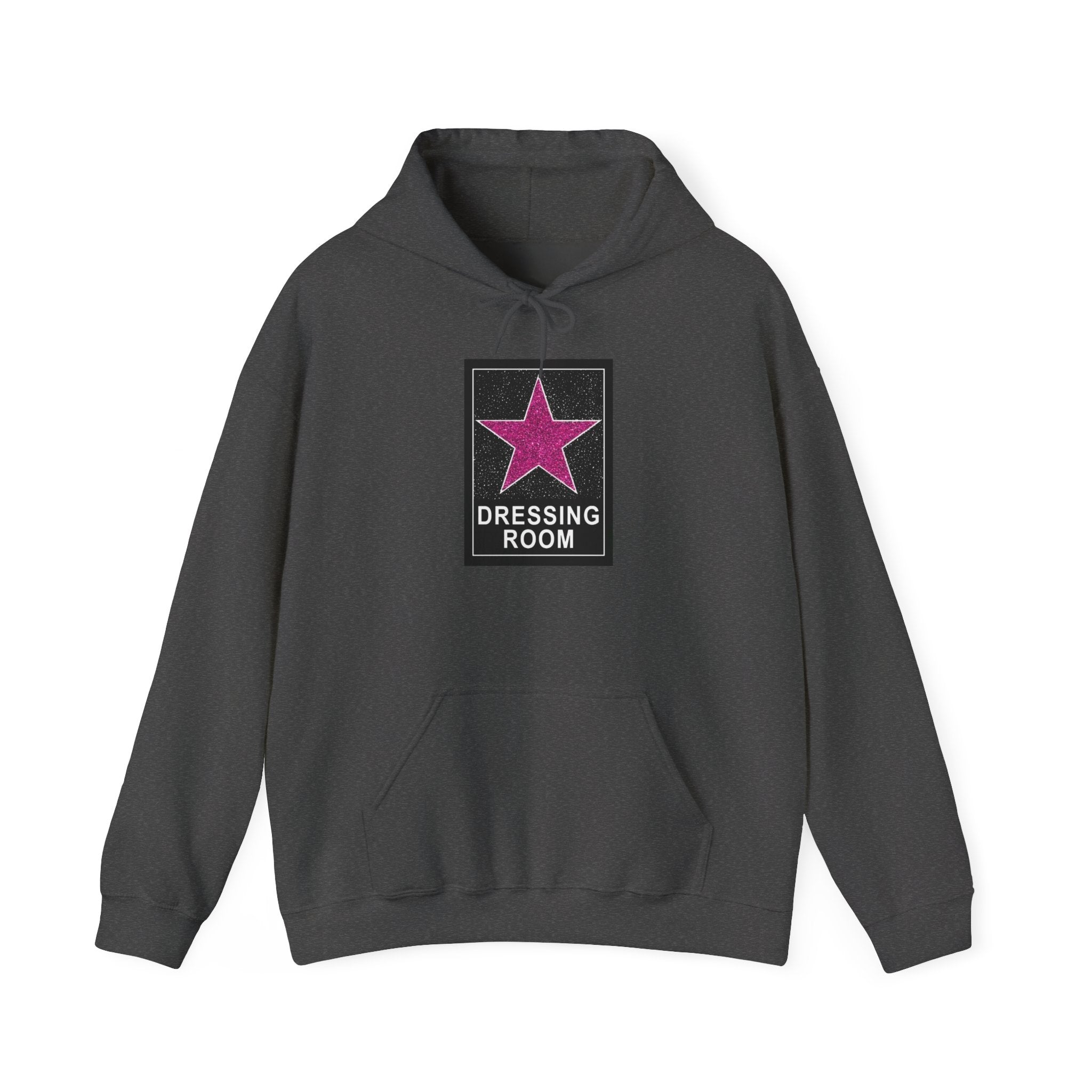 Dressing Room Star Hoodie — Pink Glitter Star Graphic Pullover