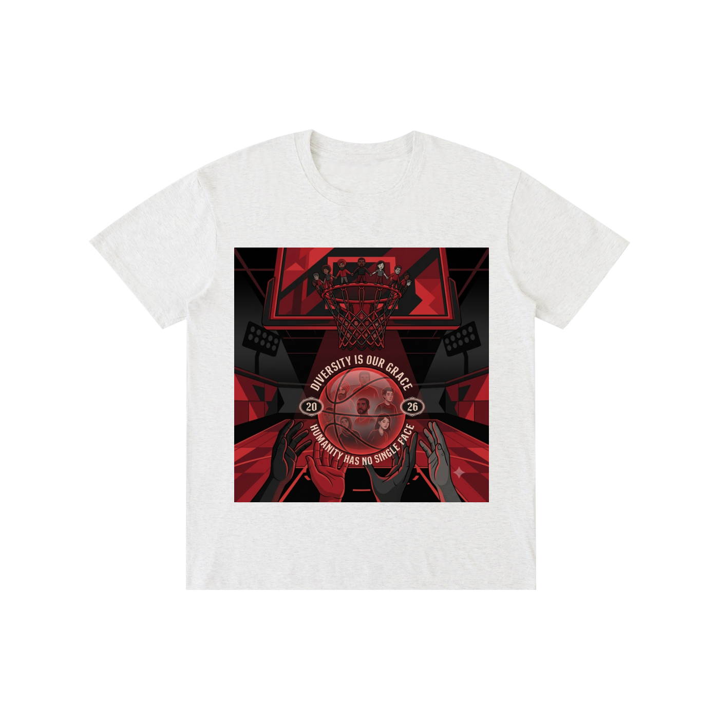 Unisex Basketball Graphic Tee – "Diversity Is Our Grace" Black & Red Urban Streetwear T-Shirt
