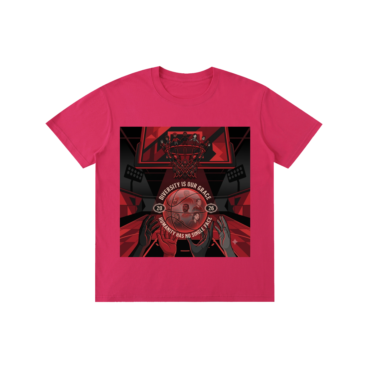 Unisex Basketball Graphic Tee – "Diversity Is Our Grace" Black & Red Urban Streetwear T-Shirt