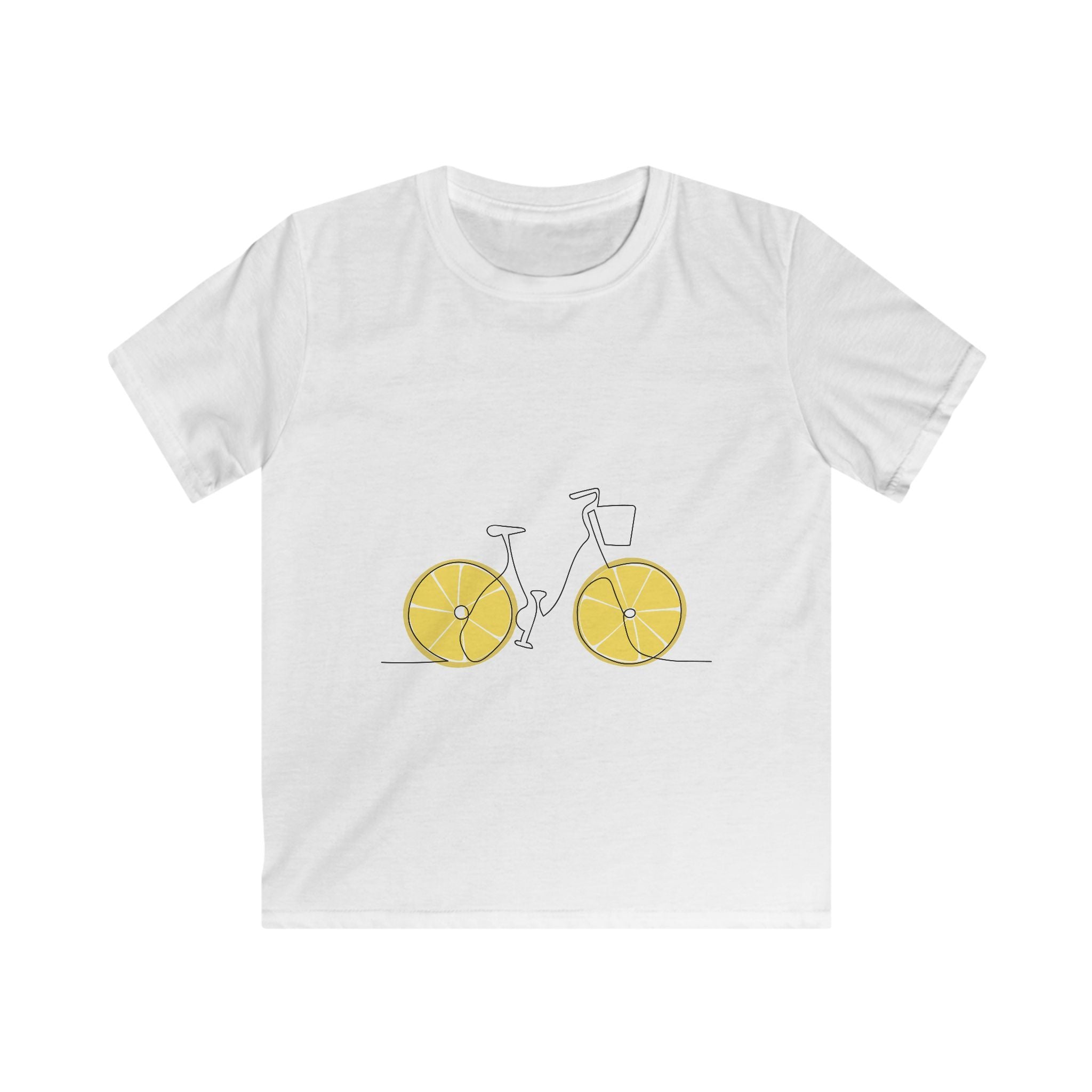 Kids T‑Shirt — Minimal Yellow Lemon Wheel Bicycle Tee