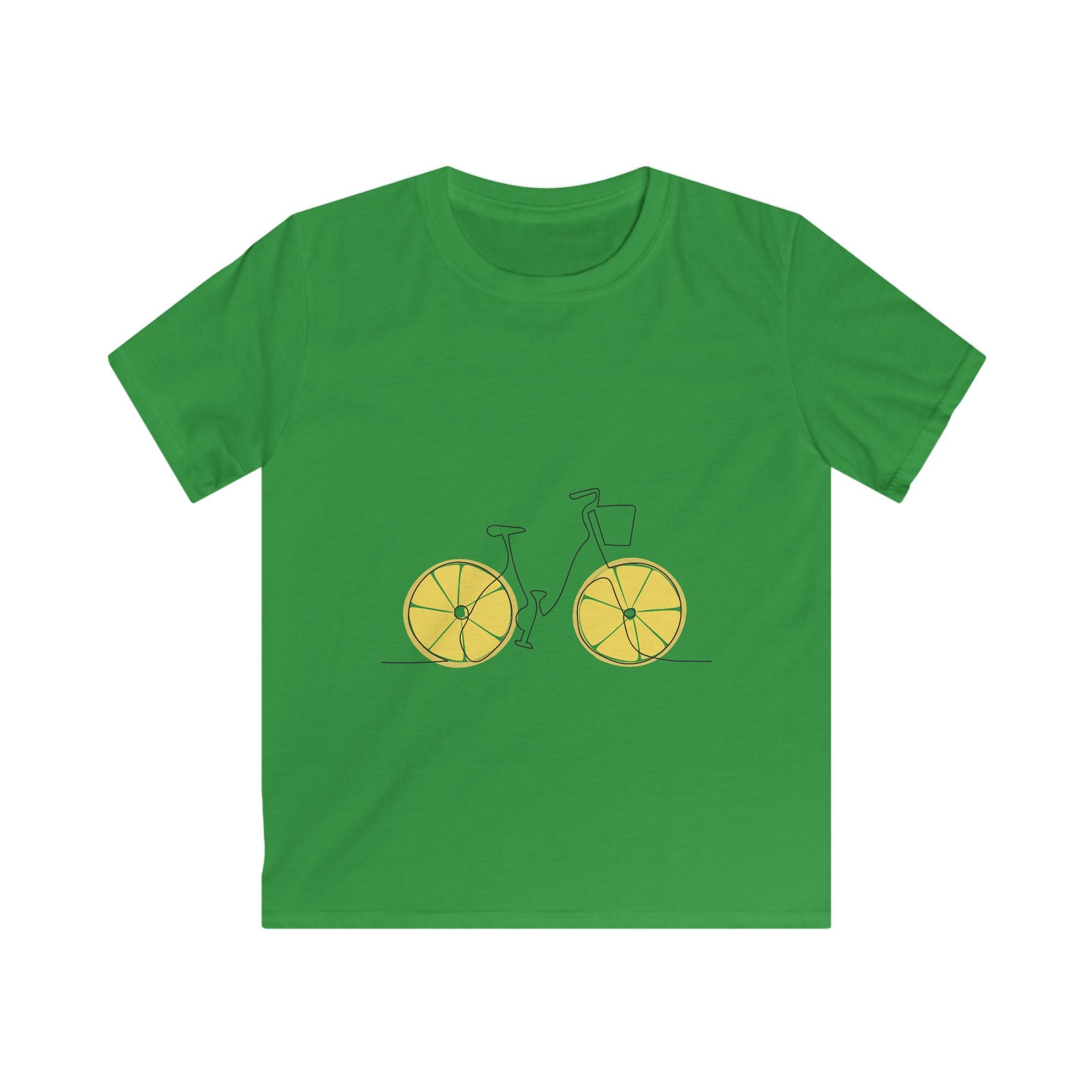 Kids T‑Shirt — Minimal Yellow Lemon Wheel Bicycle Tee