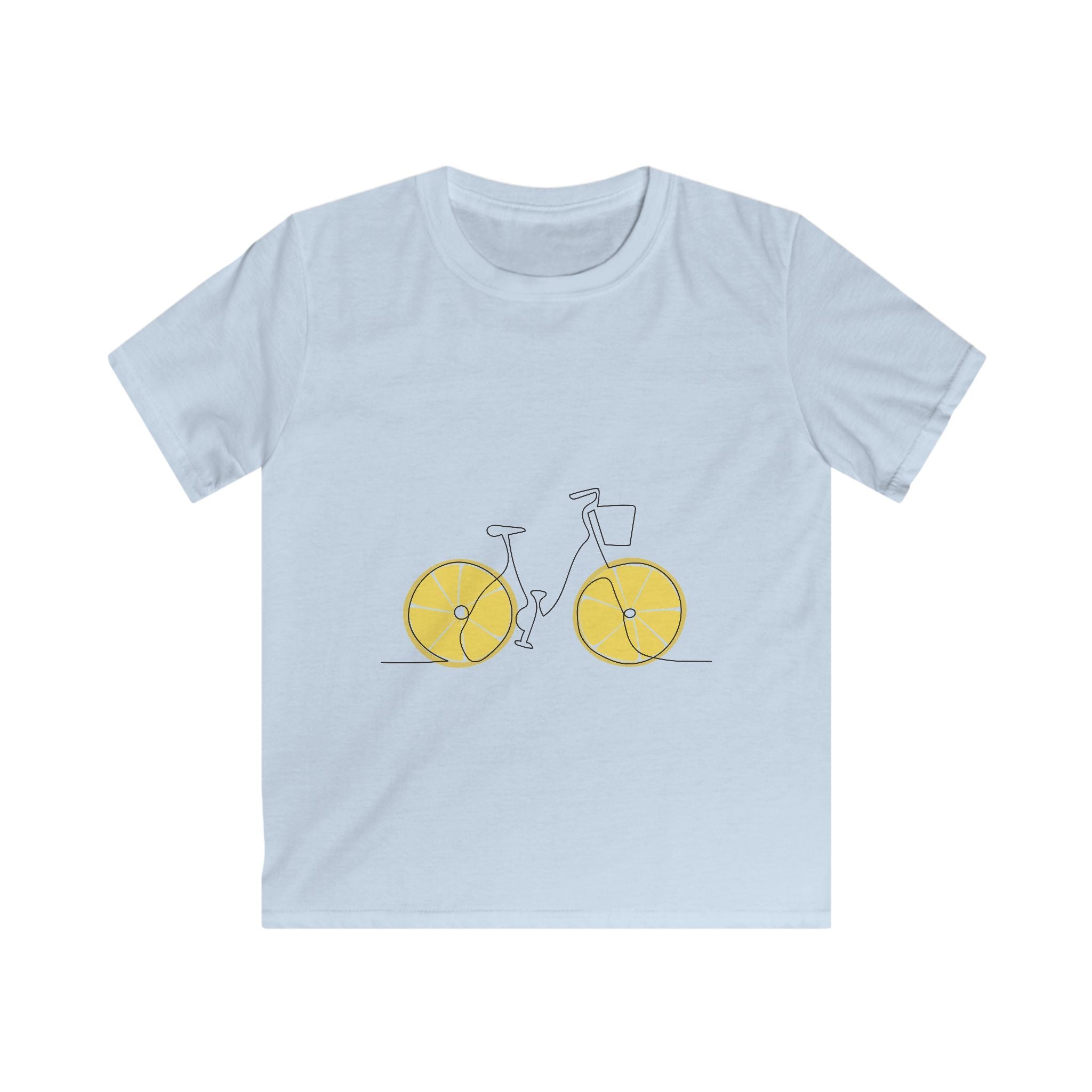 Kids T‑Shirt — Minimal Yellow Lemon Wheel Bicycle Tee