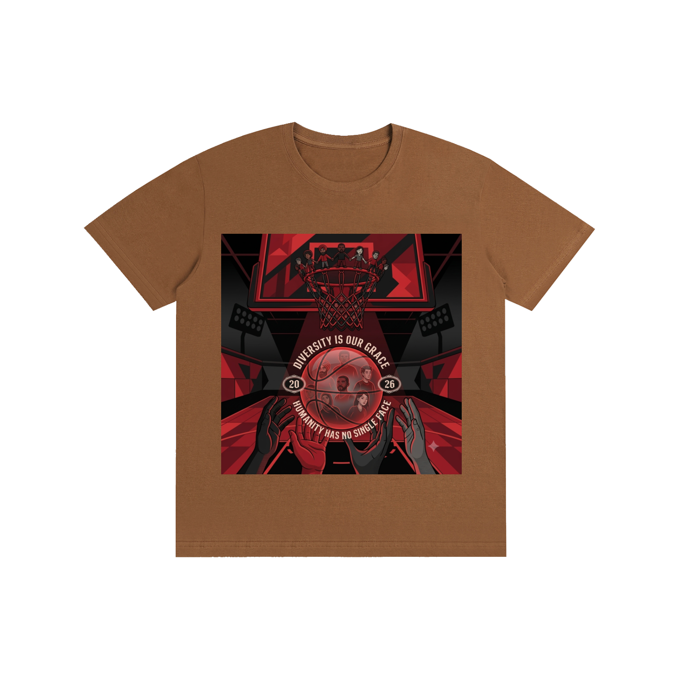Unisex Basketball Graphic Tee – "Diversity Is Our Grace" Black & Red Urban Streetwear T-Shirt