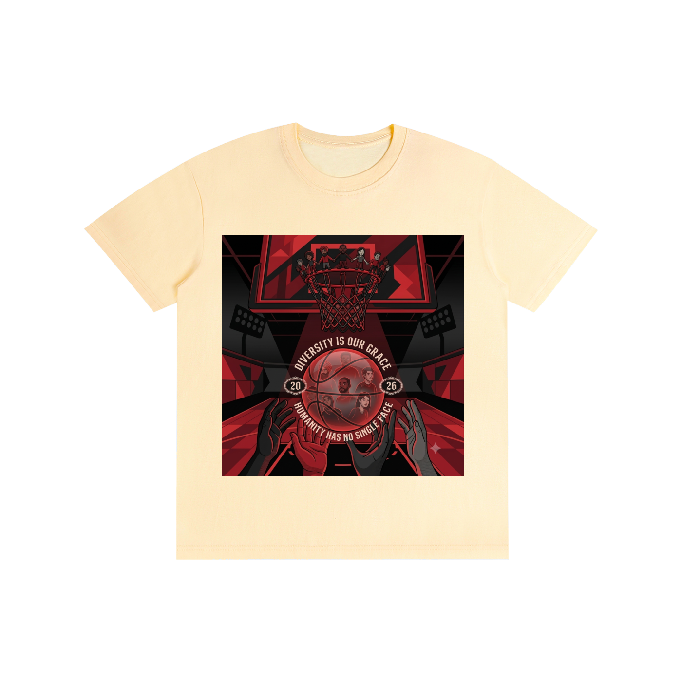 Unisex Basketball Graphic Tee – "Diversity Is Our Grace" Black & Red Urban Streetwear T-Shirt