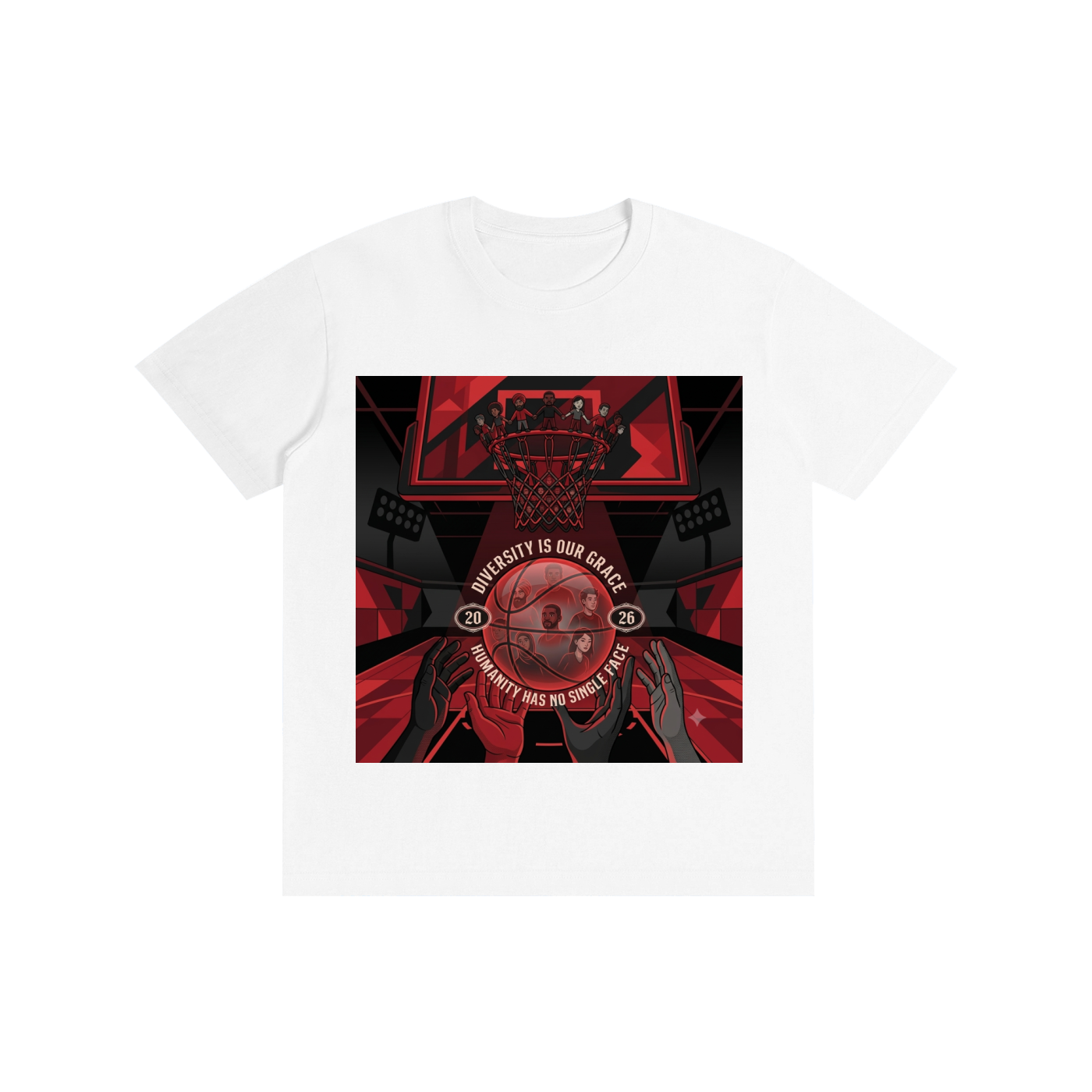 Unisex Basketball Graphic Tee – "Diversity Is Our Grace" Black & Red Urban Streetwear T-Shirt