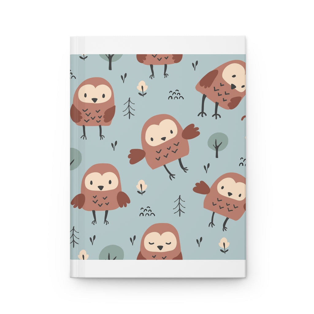 Hardcover Journal — Cute Owl 'Wild Child' Patterned Notebook for Kids & Gift