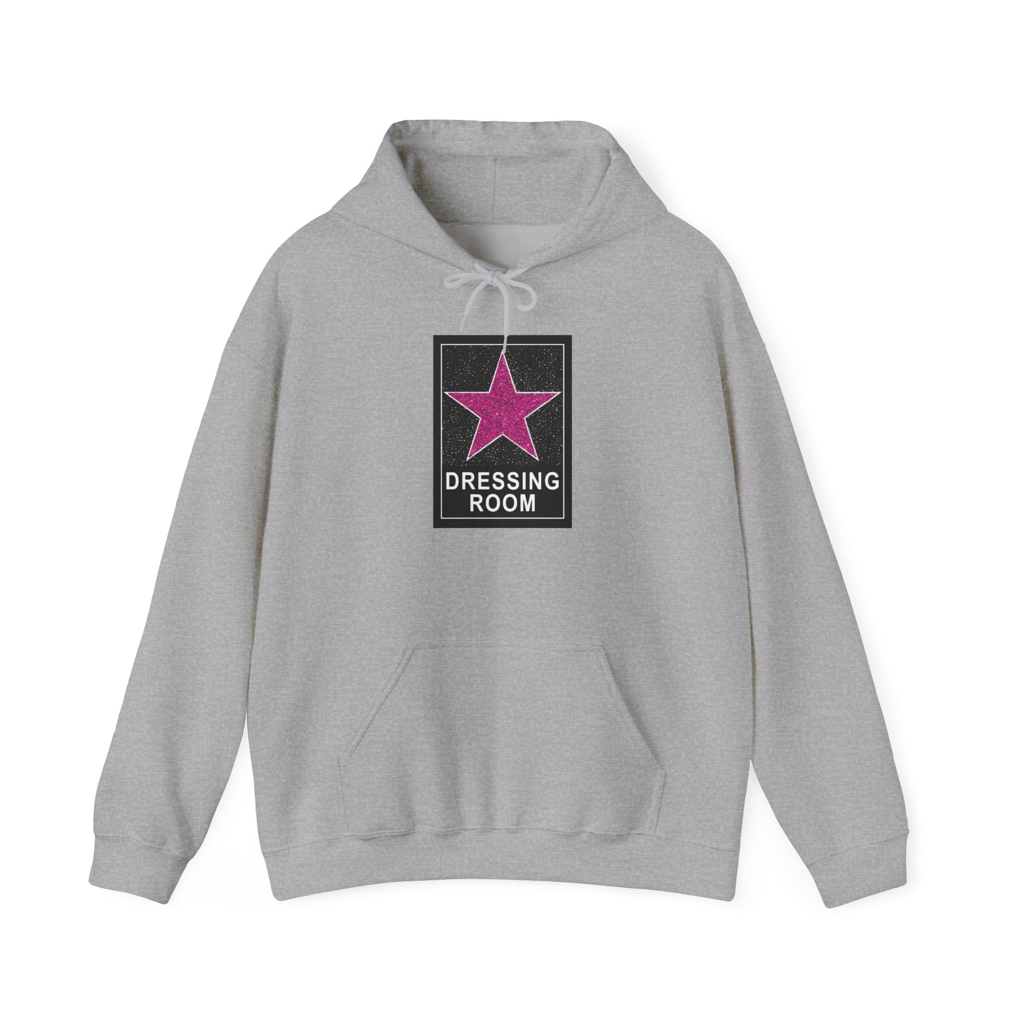 Dressing Room Star Hoodie — Pink Glitter Star Graphic Pullover