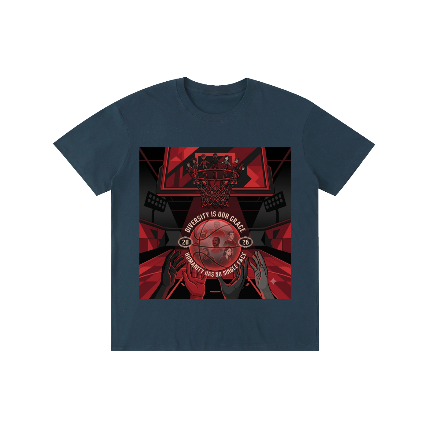 Unisex Basketball Graphic Tee – "Diversity Is Our Grace" Black & Red Urban Streetwear T-Shirt