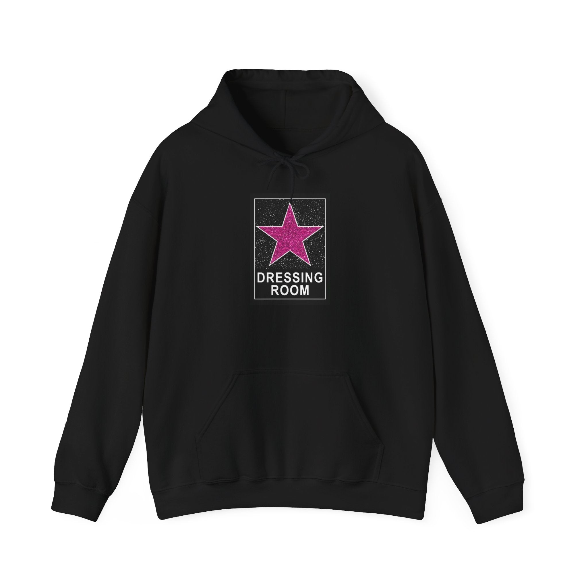 Dressing Room Star Hoodie — Pink Glitter Star Graphic Pullover