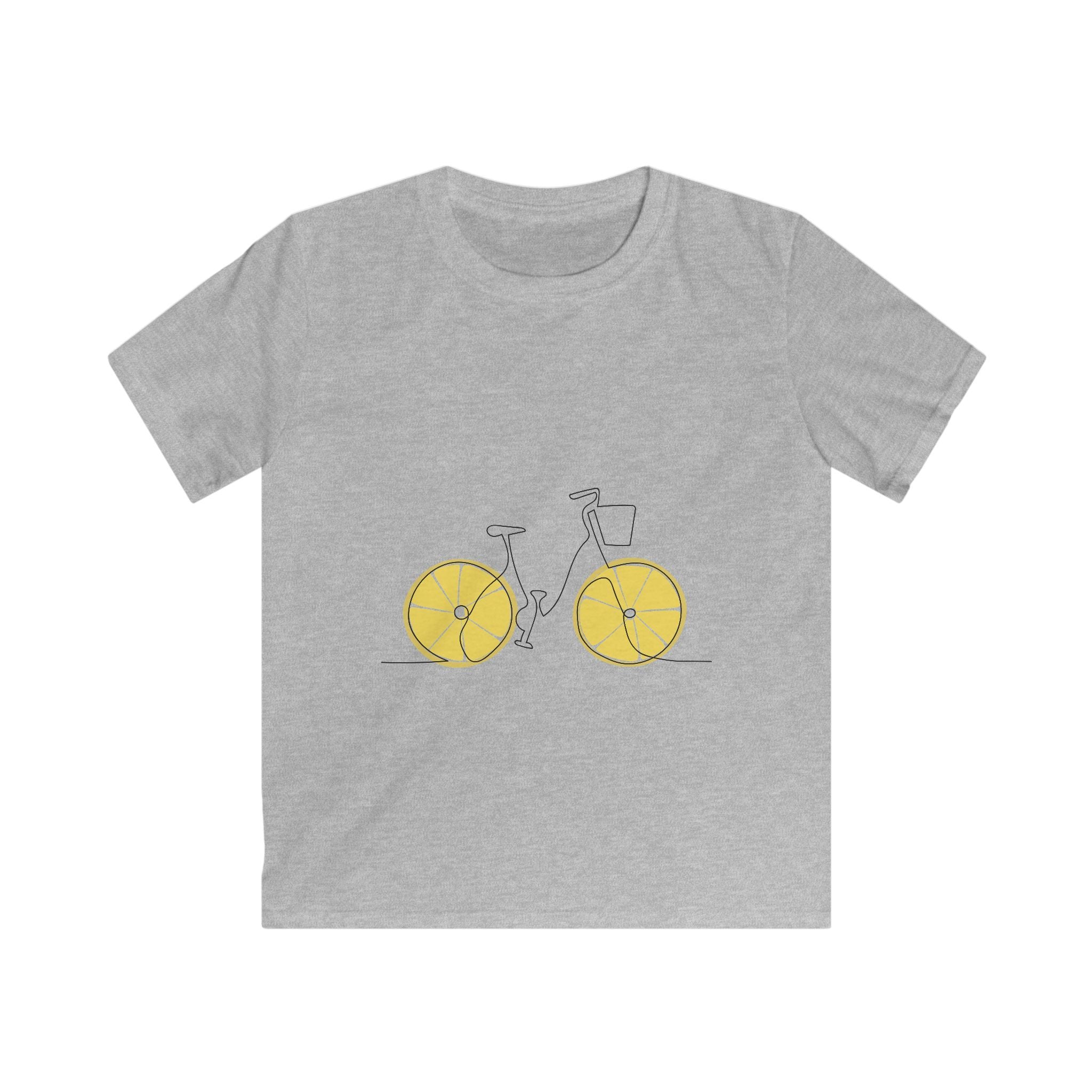 Kids T‑Shirt — Minimal Yellow Lemon Wheel Bicycle Tee