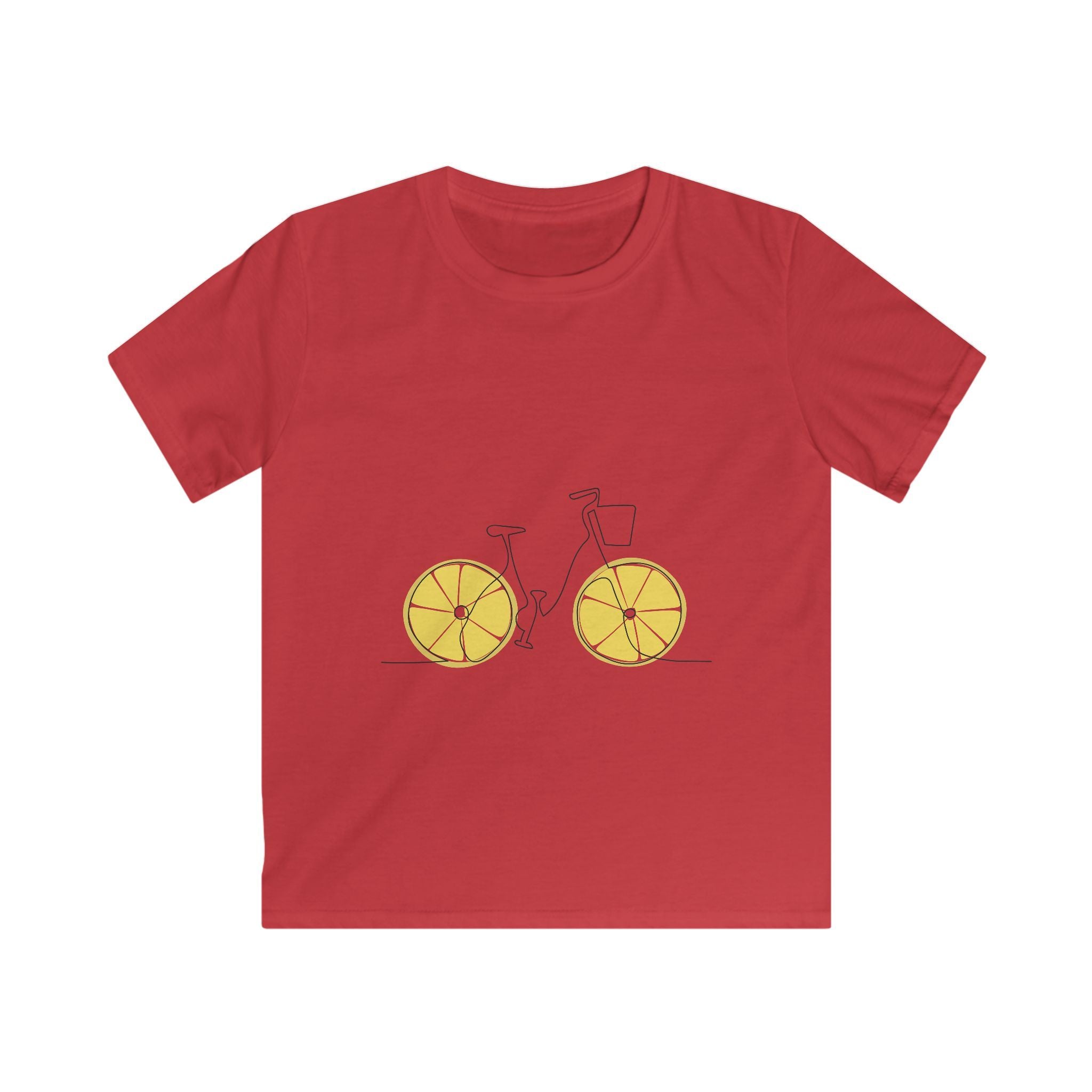 Kids T‑Shirt — Minimal Yellow Lemon Wheel Bicycle Tee