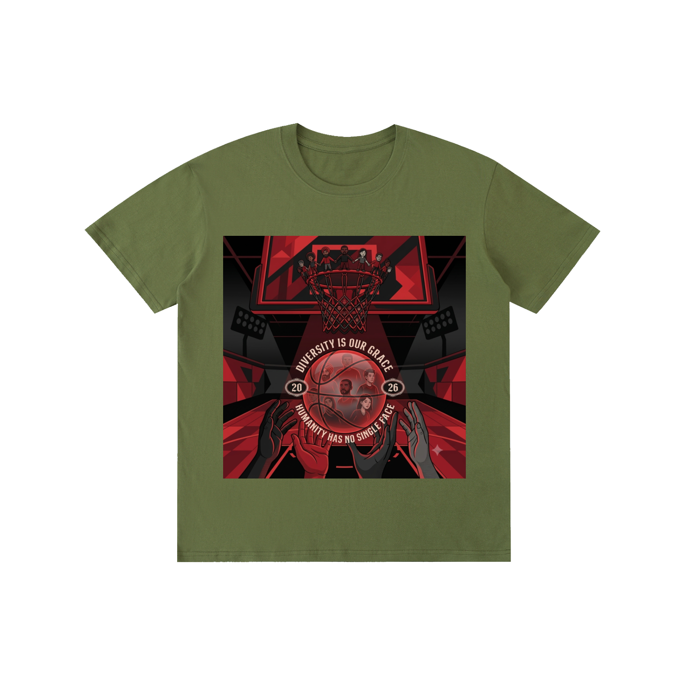 Unisex Basketball Graphic Tee – "Diversity Is Our Grace" Black & Red Urban Streetwear T-Shirt