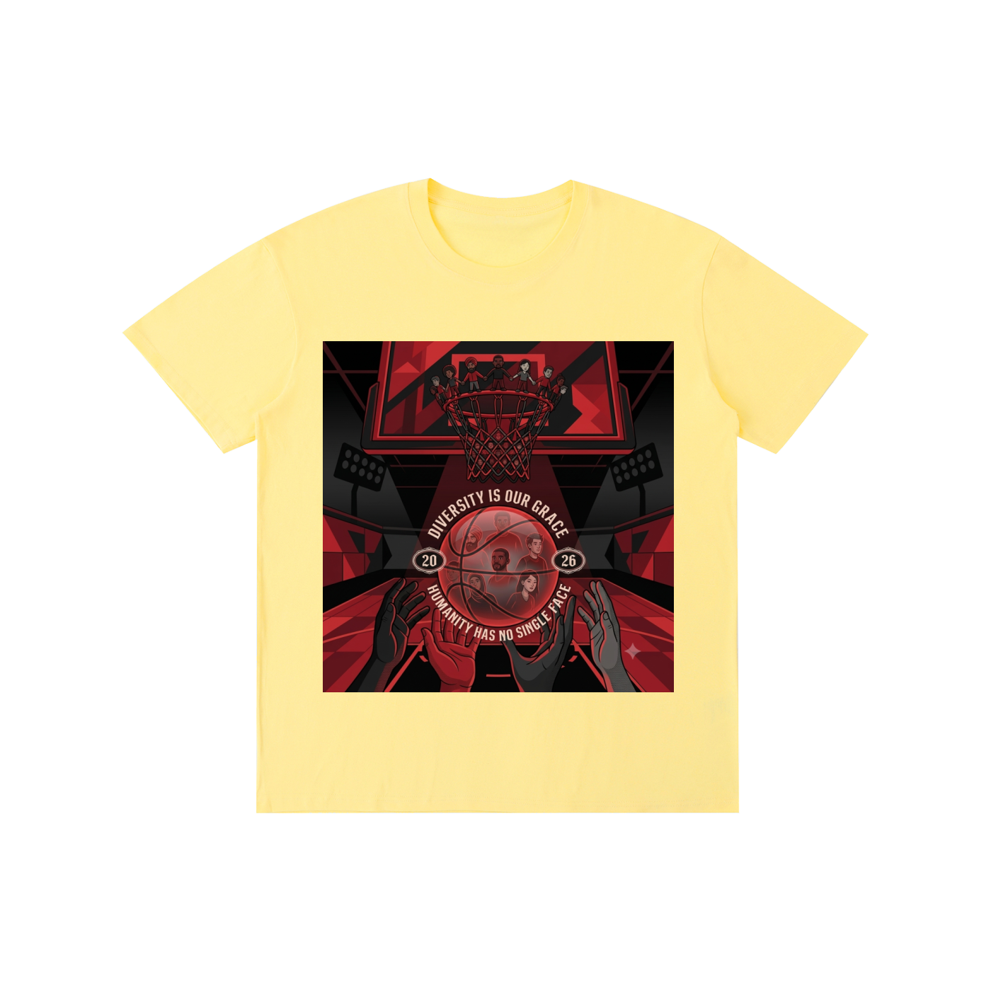 Unisex Basketball Graphic Tee – "Diversity Is Our Grace" Black & Red Urban Streetwear T-Shirt