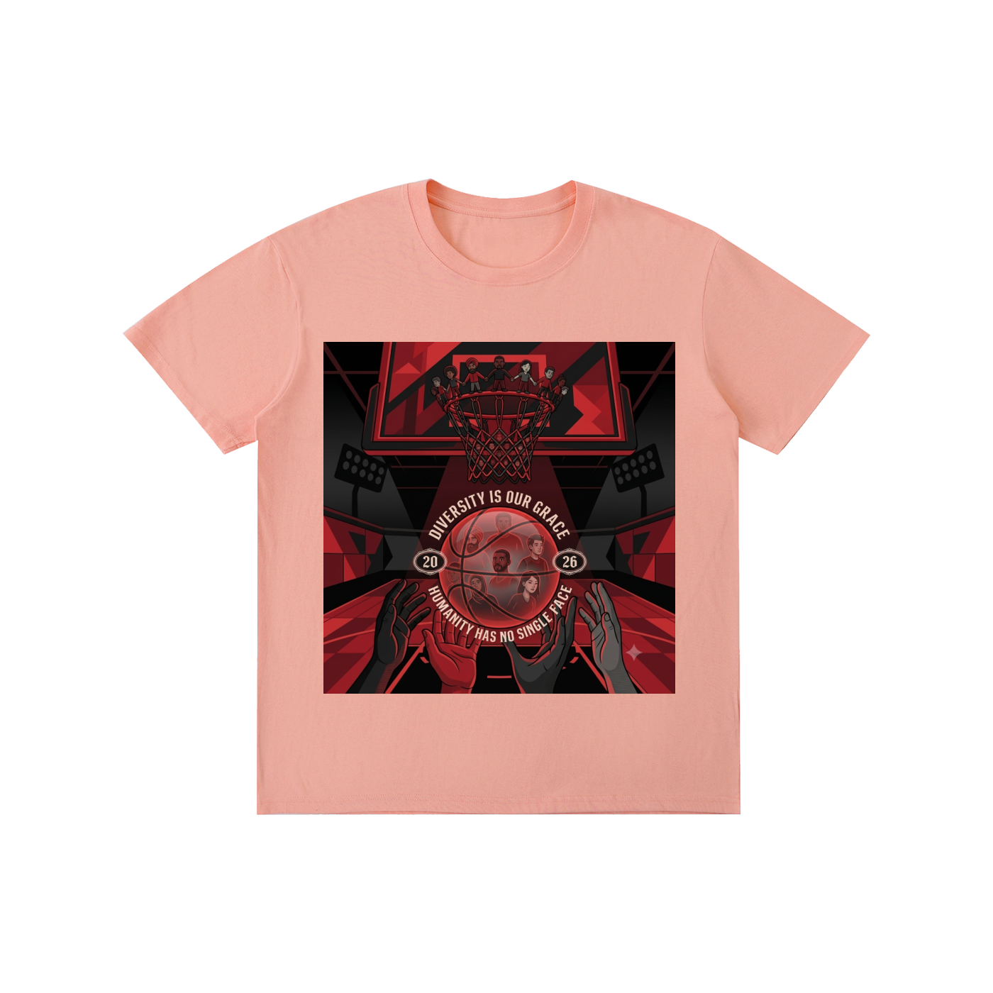 Unisex Basketball Graphic Tee – "Diversity Is Our Grace" Black & Red Urban Streetwear T-Shirt
