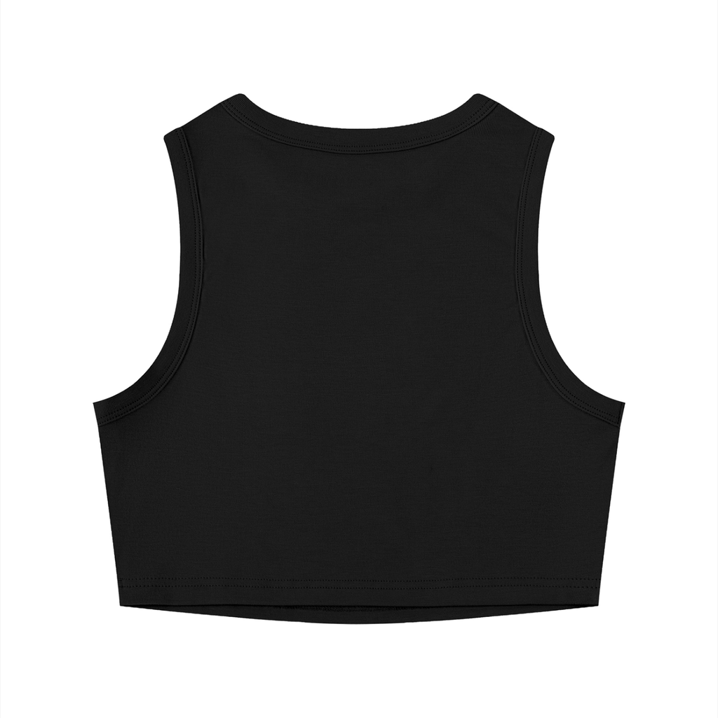 Women's Graphic Crop Tank Top – Pop Art Red Lips with Diverse Community Graphic | Sleeveless Crewneck Cropped Tee, Black